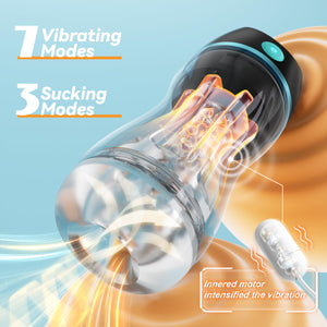 Automatic Male Masturbator with APP Control - Transparent Outer Shell Penis Pump with 3 Vacuum Suction & 7 Vibration, Sex Machin