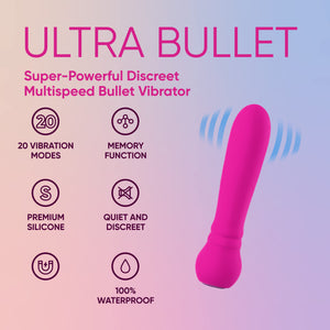 Femme Funn Ultra Bullet Vibrator - 20 Powerful Modes Usb Rechargeable & Whisper Quiet Bullet Massager Vibrators For Women