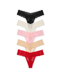 Victorias Secret Womens Lace Thong Underwear, Panties for Women, Multi Pack, Solid Mix (L)