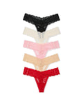 Victorias Secret Womens Lace Thong Underwear, Panties for Women, Multi Pack, Solid Mix (L)