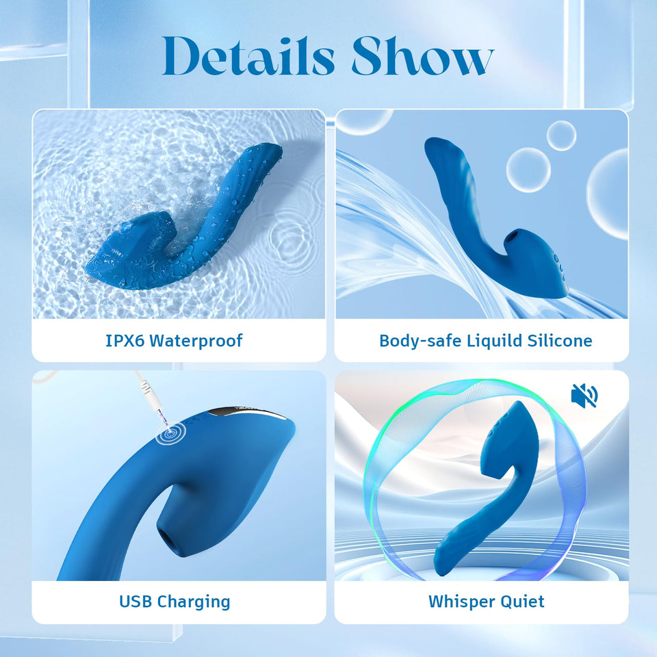 Vibrator Sex Toys Thrusting Dildo - QUZAR 3IN1 Adult Toy G Spot Clitoral Stimulator for Women with 7 Thrusting + 10 Vibration +