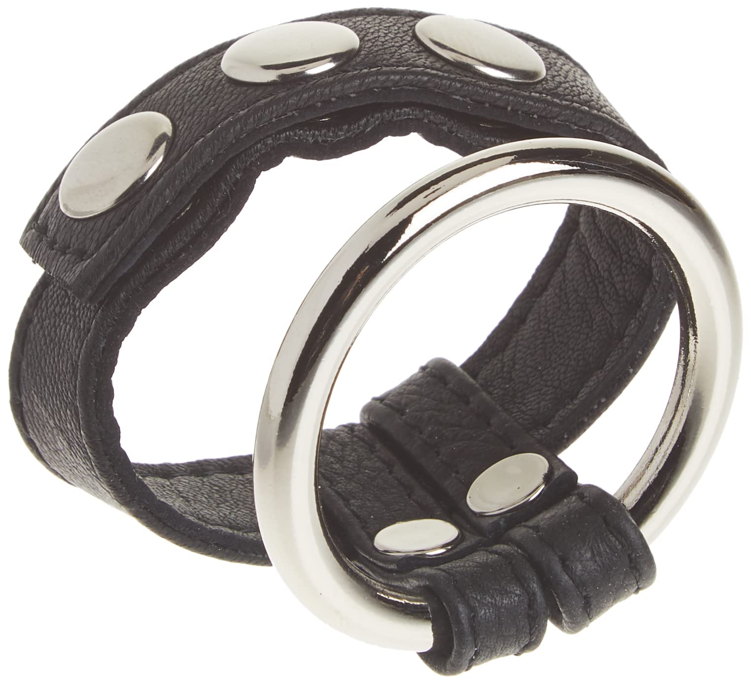 Leather and Steel Cock and Ball Ring