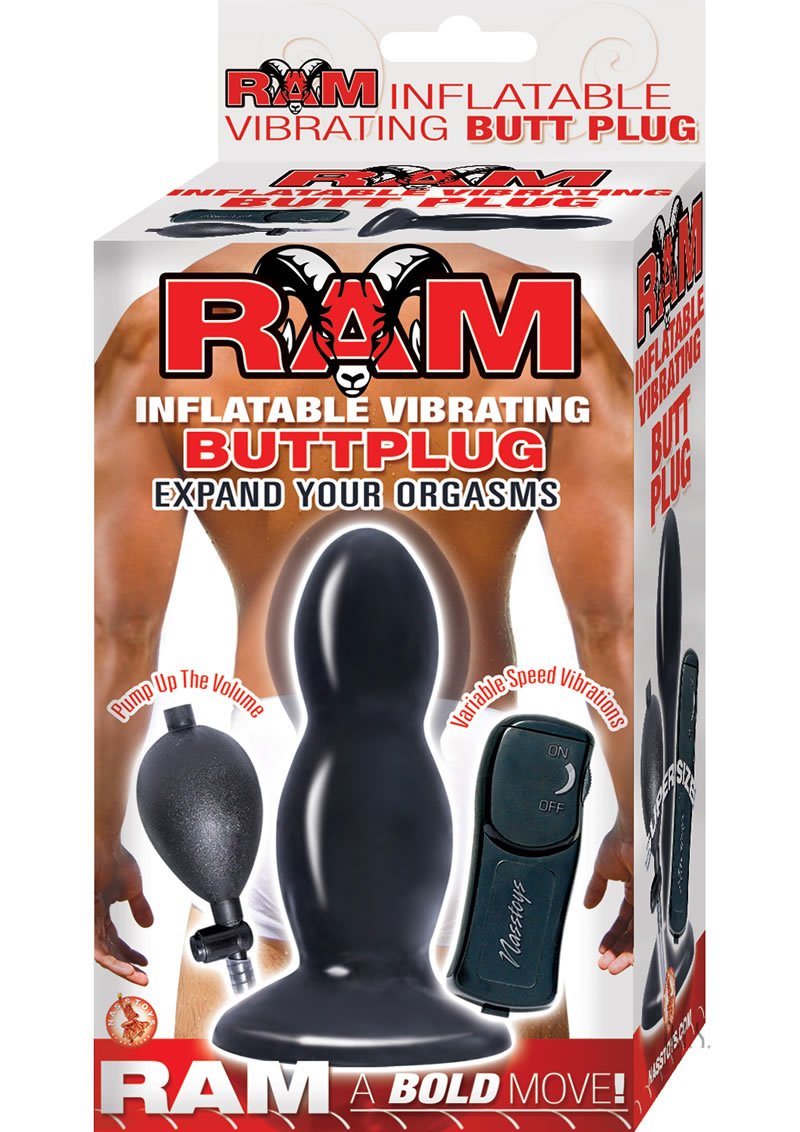 Novelties By Nasswalk Ram Inflatable Vibe Butt Plug  Black
