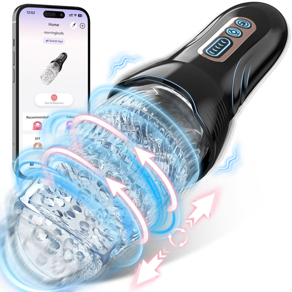 Automatic Male Masturbator Sex Toys, Uoffile Male Sex Toy with 5 Thrusting & Rotating & 10 Vibrating Modes, Adult Toys Men Mastu