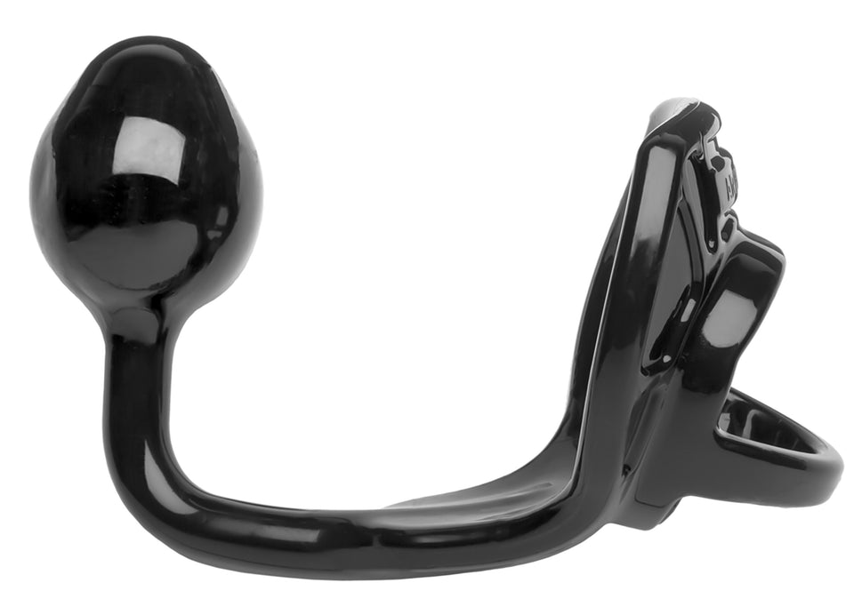 Perfectfit Brand Armour Tug Lock, Tpr/Silicone Blend, Cock Ring, Ball Stretcher, Hands Free Prostate Stimulator, Perineum Stimulator, Durable, Comfortable, Tight Fit, Black