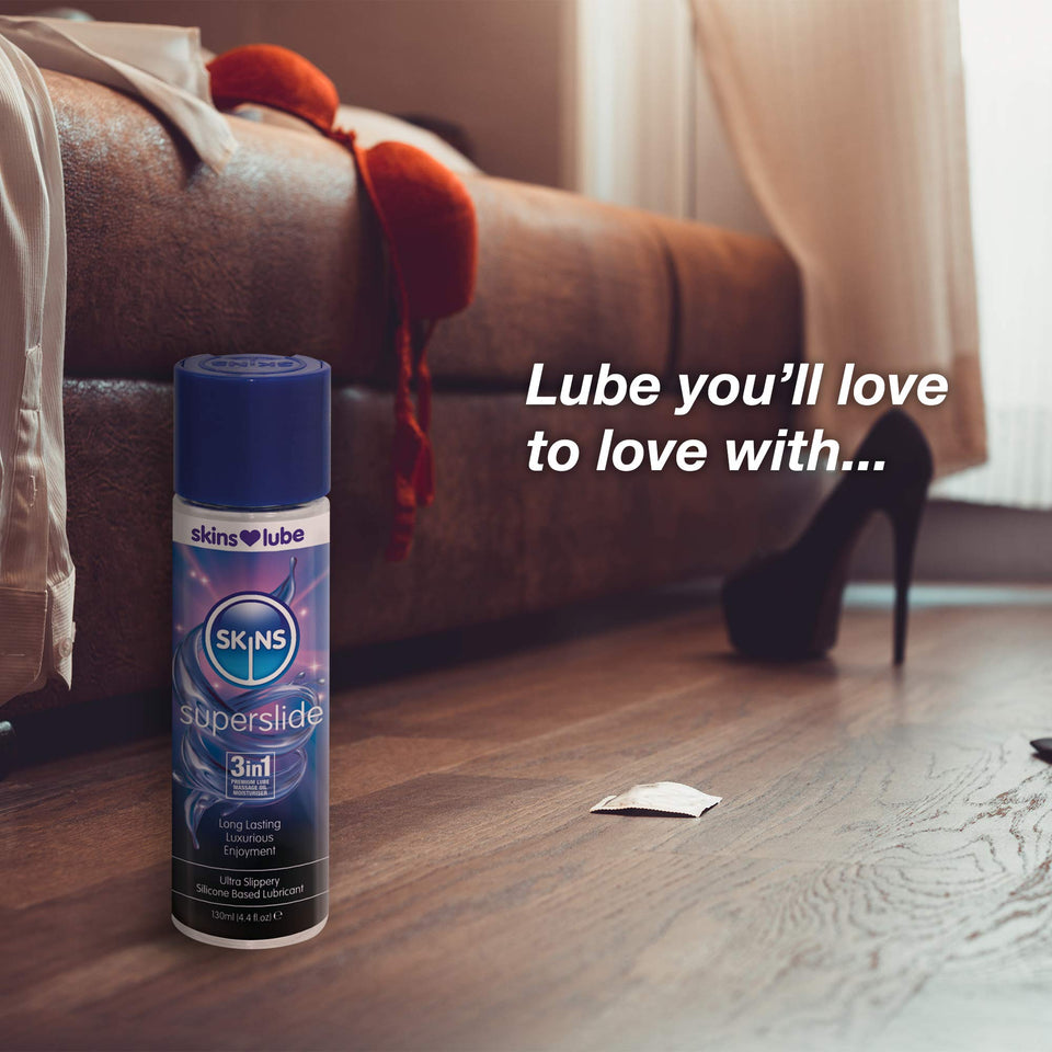 Skins Skins Super Slide 3In1 Premium Latex Safe Silicone Based Long Lasting Lubricant With Reaquav8 Technology 44 Fl Oz 130Ml