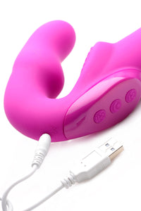 Strap U Evoke Rechargeable Vibrating Silicone Strapless Strap On, Pink