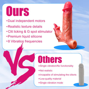 Penis Sleeve Cock Sleeve Vibrator - Realistic Male Sex Toys Penis Extender Penis Enlarger Vibrating Cock Ring 8 Modes, Remote Co