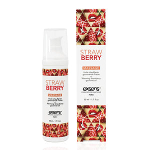 Exsens Strawberry Warming Massage Oil, All Natural, Paraben-Free Formula For Men, Women, And Couples, Edible And Body Safe, 1.7 