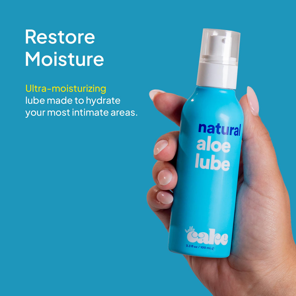 Hello Cake Natural Lube - Aloe-Based Organic Personal Lubricant - Hydrating, Hypoallergenic, pH-Balanced, Non-Sticky, Condom Com