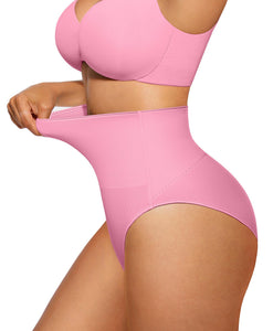 FeelinGirl Tummy Control Shapewear Panties for Women Mid Waisted Body Shaper Slimming Shapewear Underwear Girdle Panty Pink Beig