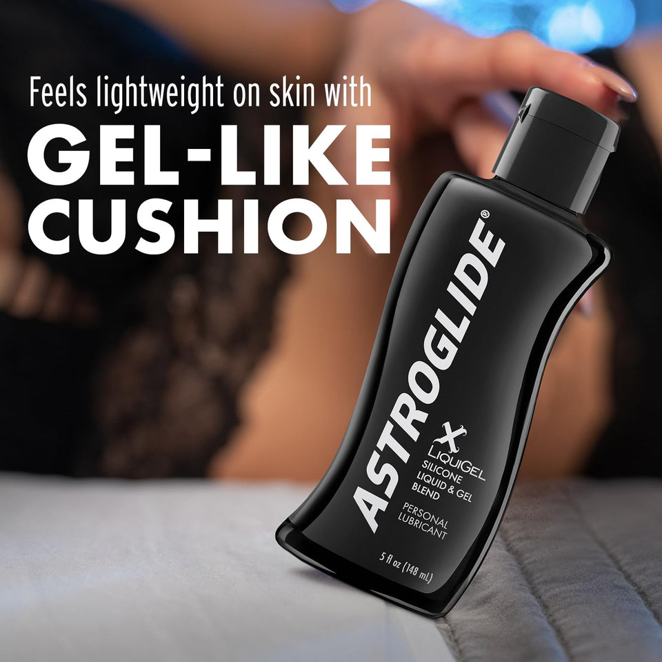 Astroglide Silicone Lube (5oz), X LiquiGel Hybrid Personal Lubricant for Vaginal and Anal Sex, Silky & Lightweight for Men, Wome