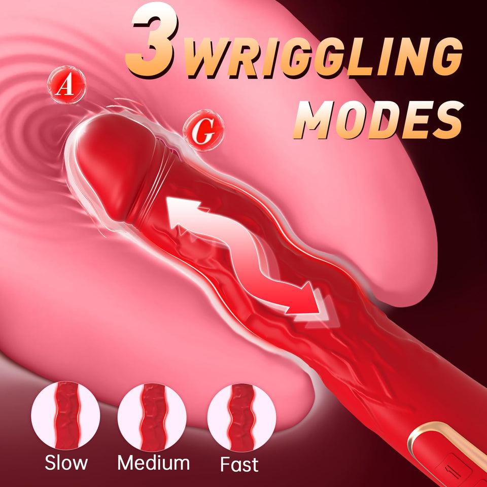 Women Sex Toys 9.6 Inch G Spot Vibrator, Realistic Silicone Huge Dildo Vibrator with 3 Wriggling & 10 Vibrating Modes Adult Toys