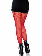 Flame Net Tights. - O/S / Red