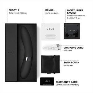 Lelo Elise 2 Personal Massager, G Spot Vibrator, Female Vibrator, Sex Toys For Female, Waterproof Vibrator With Dual Motor Toy For Stronger Stimulation And Sensual Massage, Black