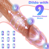 Realistic Dildo Thrusting Vibrator Sex Toys for Women, 9.3 '' Vibrating Dildo Vibrator with 9 Telescope & Vibrations Modes, G-Sp