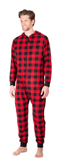 SLEEPHERO Adult Onesies for Men Costume Halloween Pajama Pajamas Red Plaid Buffalo Check Small