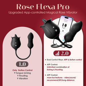 Rose Sex Toys with Thrusting Dildo - 3 in 1 Adult Toys Clitoral G Spot Vibrator Rose Sex Stimulator for Women with 9 Tongue Lick