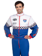 Speedway Racer, features jumpsuit with pockets, two-way zipper, and patch accents.