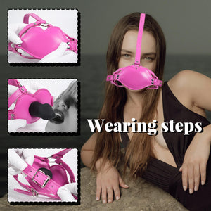 Kutocesy Mouth Gag with Silicone Dildo,Adjustable Leather Silicon SM Realistic Penis BDSM Fetish Slave Restraints Strap on Sex T
