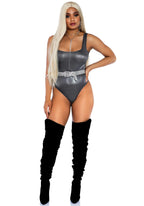 Shimmer Spandex Snap Crotch Th - Med/Lge / Silver