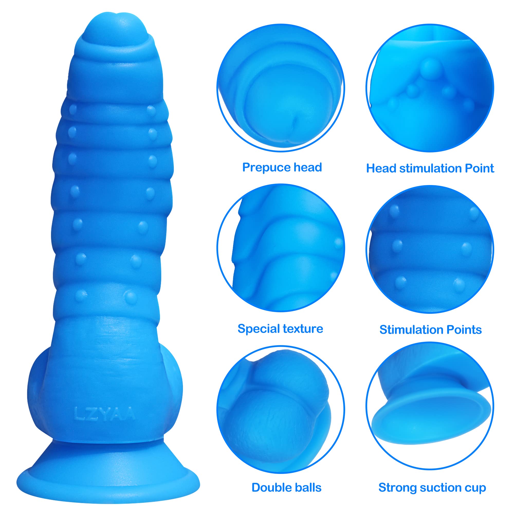 LZYAA Realistic Dildo, Liquid Silicone Material No Any Smell Adult Sex Toys Penis, Strong Suction Cup for Hand-Free 2 Balls G-Sp