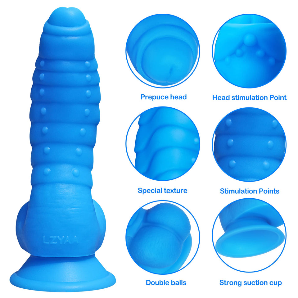 LZYAA Realistic Dildo, Liquid Silicone Material No Any Smell Adult Sex Toys Penis, Strong Suction Cup for Hand-Free 2 Balls G-Sp