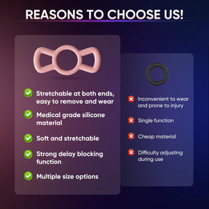Silicone Cock/Penis Rings Set with 3 C-Ring Set - Helps Create Firmer and Thicker Erections - Side Tabs for Easy Removal and Adj