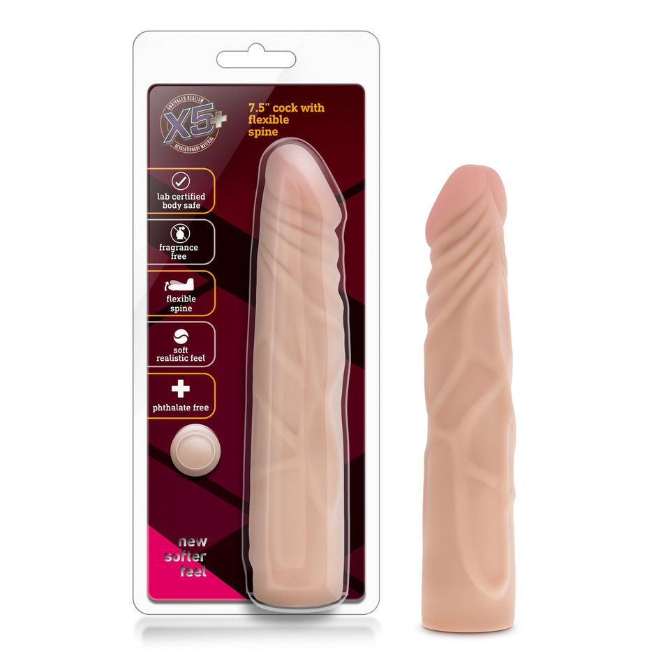 7.5 Inch Soft Realistic Feel Dildo - Flexible Posable Sex Toy - Slim Beginners Dildo - Beige