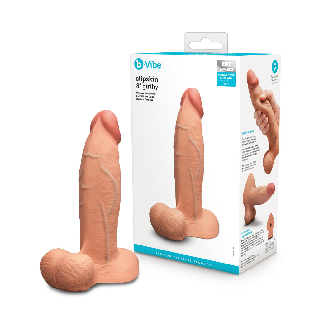 b-Vibe Slipskin Dildo 8in Girthy Mocha