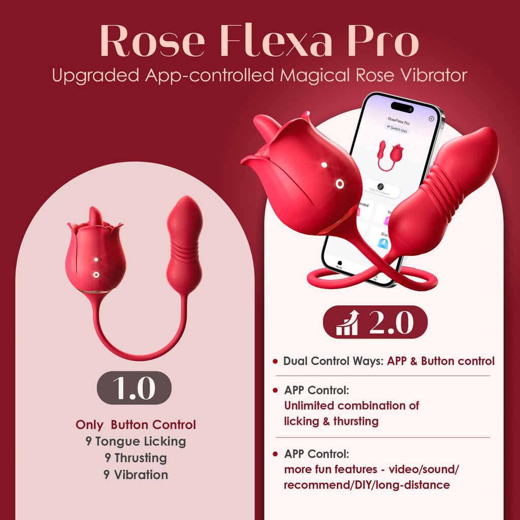 Sex Toys Rose Vibrator Dildo - MOOLIGIRL 4IN1 Adult Toys for Women with 9 Tongue Licking & Thrusting Dildos G Spot Vibrators, An