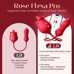 Sex Toys Rose Vibrator Dildo - MOOLIGIRL 4IN1 Adult Toys for Women with 9 Tongue Licking & Thrusting Dildos G Spot Vibrators, An