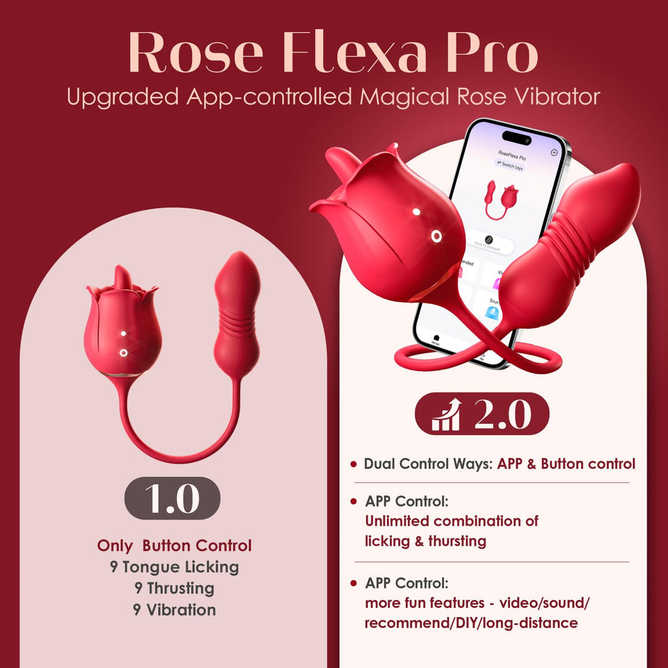 Sex Toys Rose Vibrator Dildo - MOOLIGIRL 4IN1 Adult Toys for Women with 9 Tongue Licking & Thrusting Dildos G Spot Vibrators, An