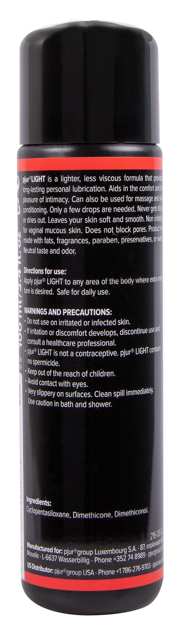 Pjur Light Concentrated Silicone Personal Lubricant Less Viscous Formula for More Skin-to-Skin Contact Lube for Sex & Massage |
