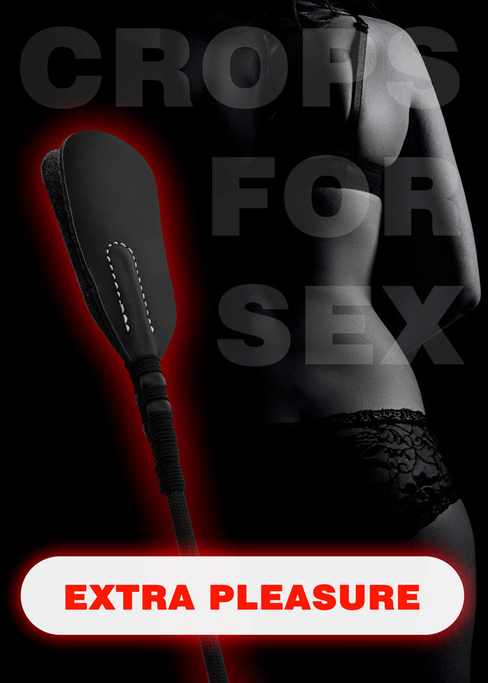 DERINODEM Spanking Crop for Sex Play BDSM Adult Small Leather Paddle Spank Fetish Toys 18''