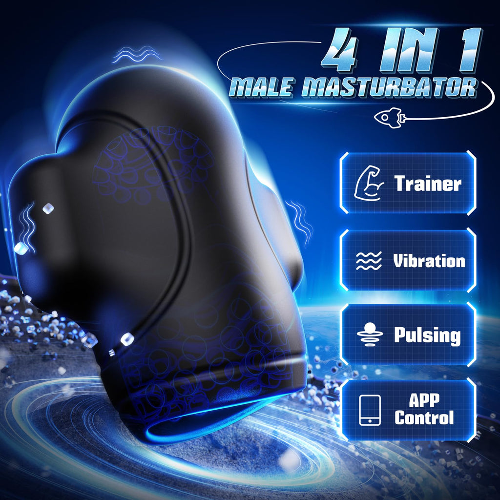 Vibiul Male Sex Toys for Men - 4IN1 Male Masturbator Penis Vibrator 10 Vibrating & 3 Motors Stroker with App Control, 360 Wrappi