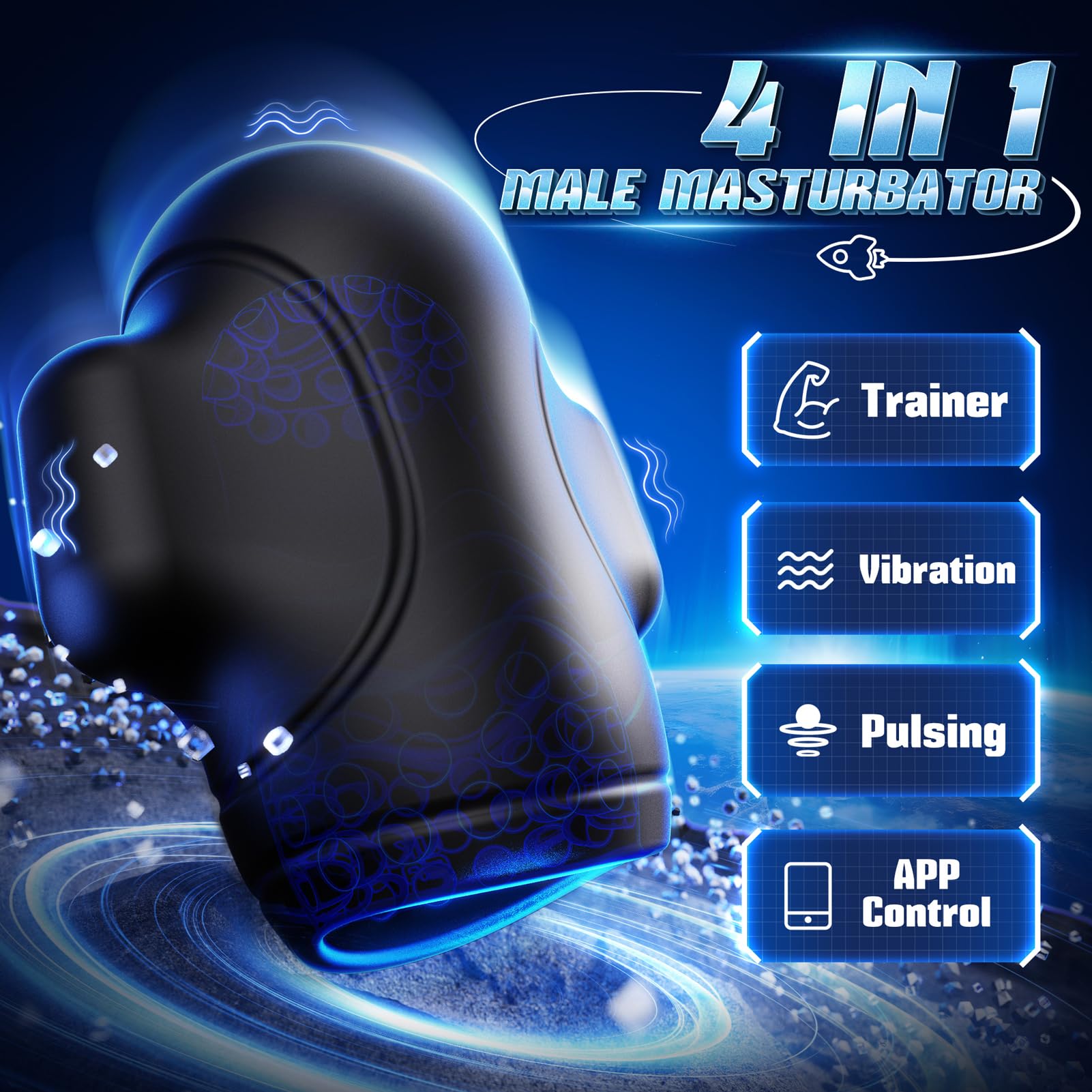 Vibiul Male Sex Toys for Men - 4IN1 Male Masturbator Penis Vibrator 10 Vibrating & 3 Motors Stroker with App Control, 360 Wrappi