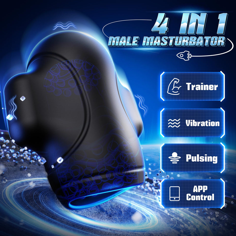 Vibiul Male Sex Toys for Men - 4IN1 Male Masturbator Penis Vibrator 10 Vibrating & 3 Motors Stroker with App Control, 360 Wrappi