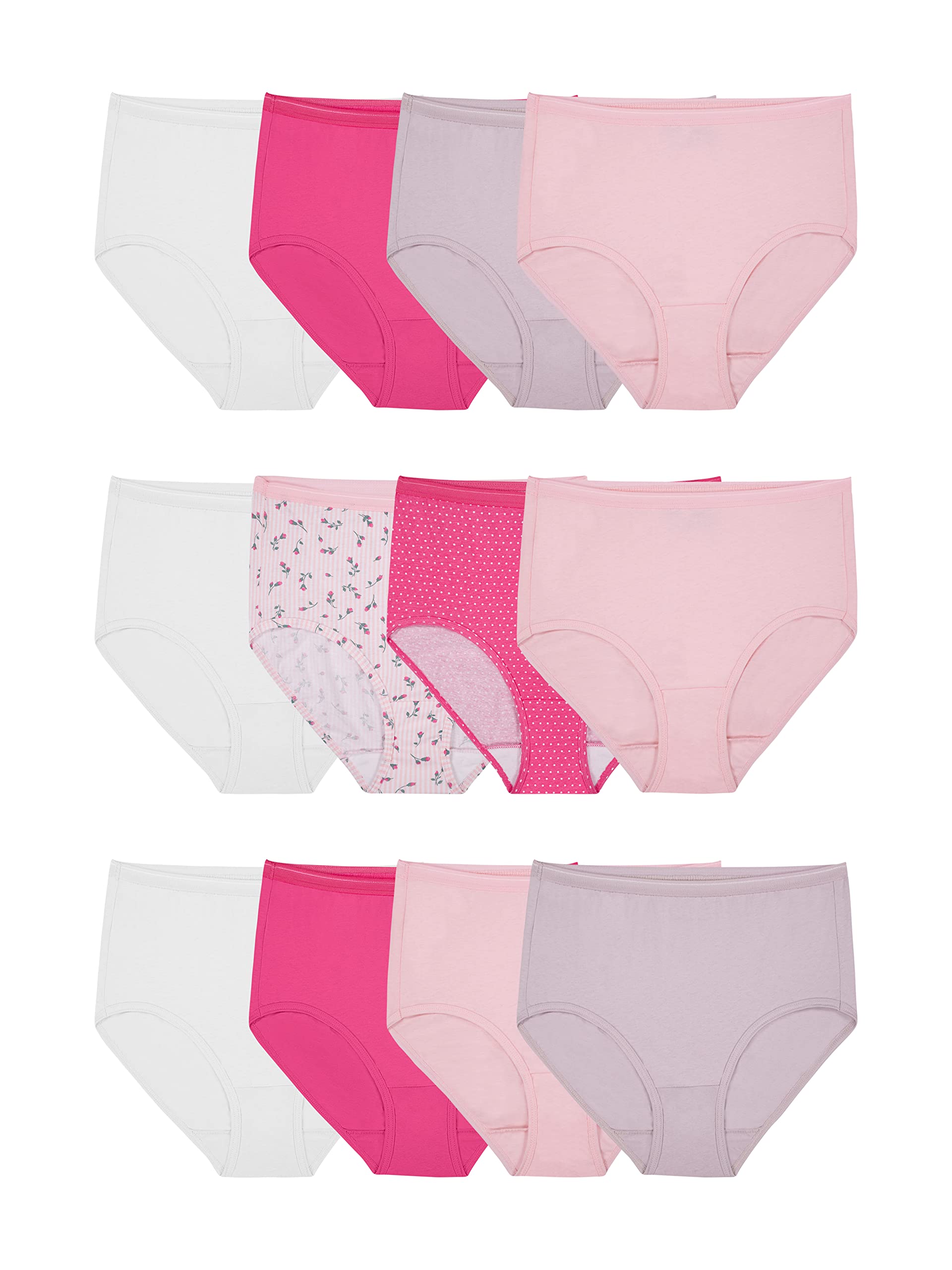 Fruit of the Loom womens Tag Free Cotton Panties (Regular & Plus Size) Briefs, Brief - (Pack of 12) Assorted Colors, 10 US