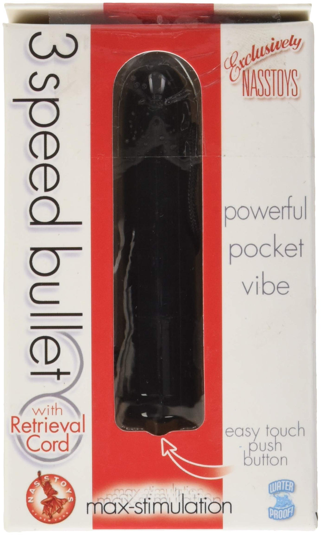 Nasswalk Novelties 3 Speed Bullet With Cord, Black