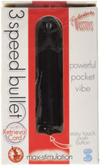 Nasswalk Novelties 3 Speed Bullet With Cord, Black