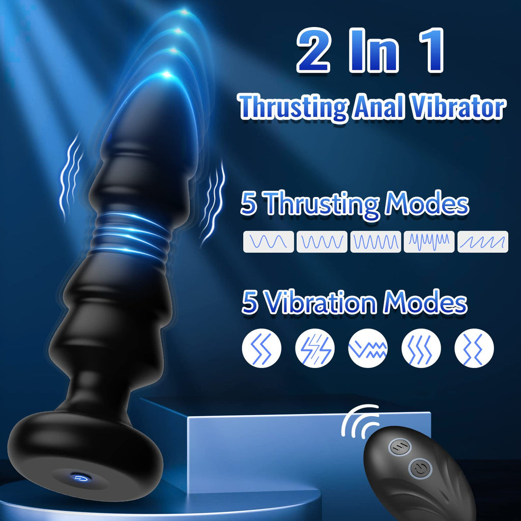 Thrusting Sex Toys Anal Plugs - Anal Toys Sex Toy Remote Control Vibrating Butt Plug G Spot Vibrator, Anal Beads with 5 Vibratin