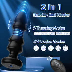 Thrusting Sex Toys Anal Plugs - Anal Toys Sex Toy Remote Control Vibrating Butt Plug G Spot Vibrator, Anal Beads with 5 Vibratin