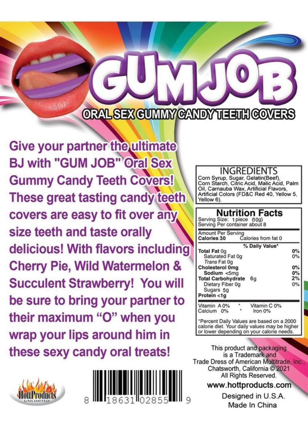 Hott Products Gum Job Oral Sex Candy Teeth Covers 6 Pack