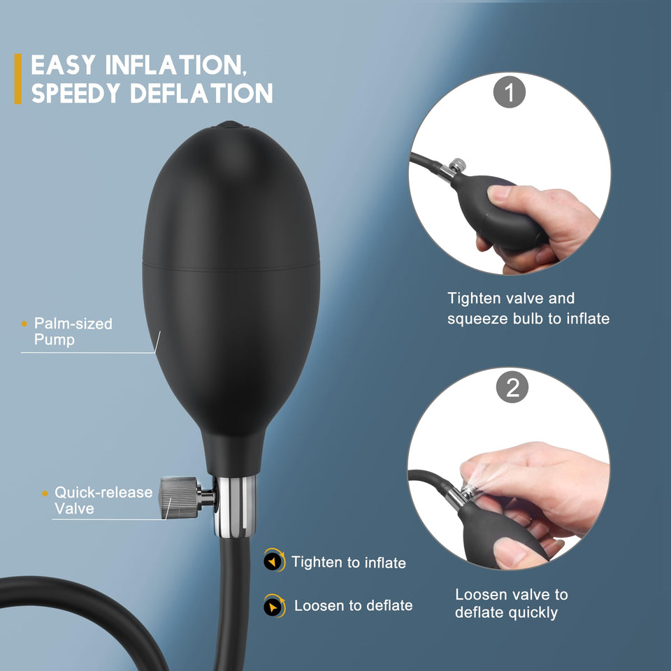 Inflatable Butt Plug, Body-Safe Silicone Anal Balloon Pump with Quick Release Valve Stretch Anal Sex Toys for Beginners and Adva