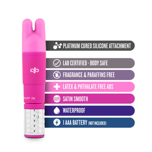 Rose Revitalize Massage Kit - Massager, Clitoral, External Massager Vibrator - 3 Ultrasilk Smooth Puria Silicone Attachments For Pleasure, Stress Relief - Waterproof - Pocket Sized - Pink