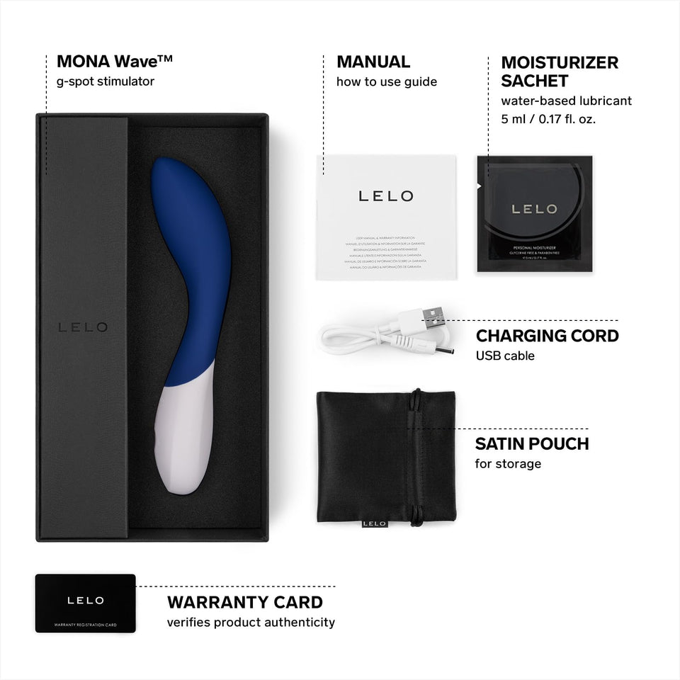 Lelo Mona Wave Personal Massager Vibrator For Women, G Spot Vibrator With Wavemotion Technology Silent Vibrator Sex Toy With 12 Vibration Patterns, Blue