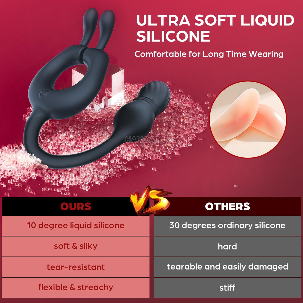 Thrusting Anal Toys Prostate Massager, lvhua 4 in 1 Male Sex Toy for Men Couples, 10 Vibrations x 10 Thrustions Remote Control A