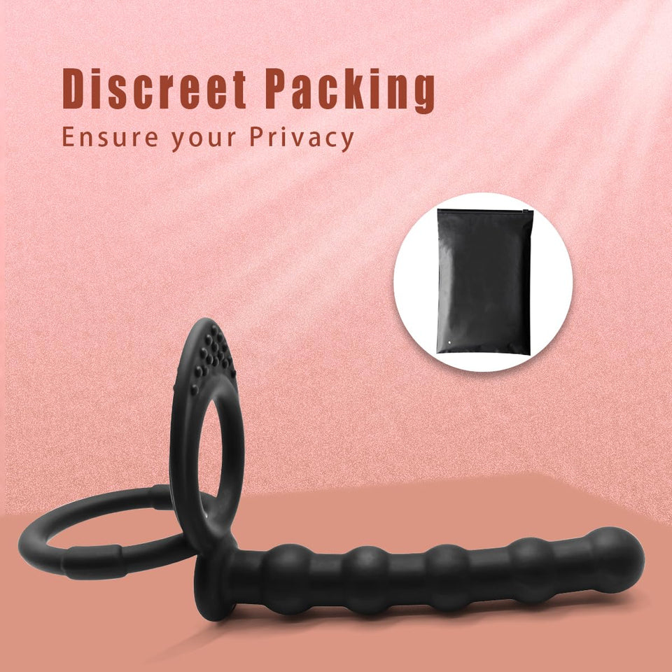 Silicone Anal Plug With Penis Ring,Anal Beads With Cock Ring,Anal Sex Toys,Anal Toys For Men,Women And Beginners,Sex Toy For Vag
