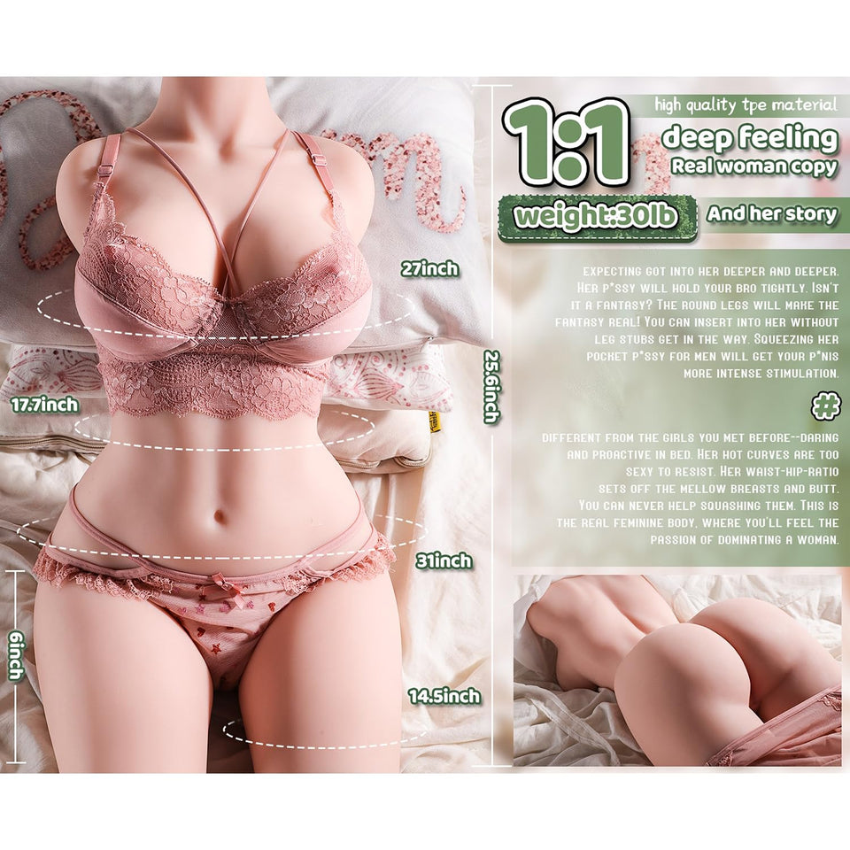 Sex Doll for Men Masturbator with Soft Breast Tight Pussy & Ass for Vaginal Anal Sex, Sex Doll Female Realistic Sex Torso with 3
